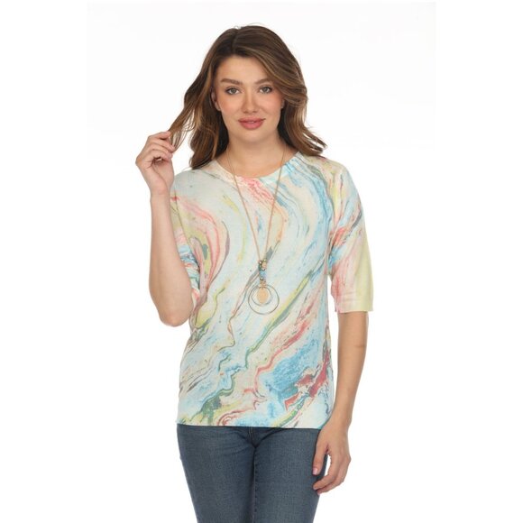 Colorful Waves Print Mesh Top - Picture 1 of 12